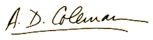 A.D. Coleman signature