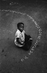 Harold Feinstein, "Boy & Chalk Numbers," 1955