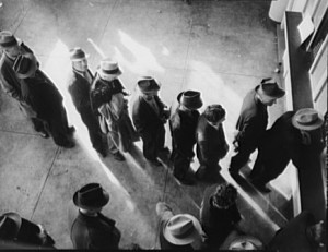 Dorothea Lange, "San Francisco Unemployment Benefits Line."