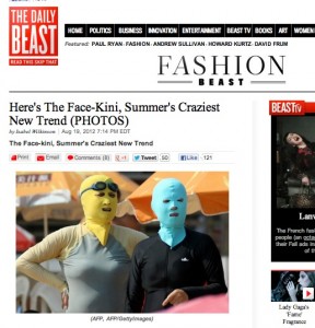 Chinese "Pussy Riot" supporters in "face-kinis." Screenshot from The Daily Beast, 8-21-12.