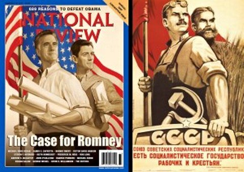 National Review Romney-Ryan cover, 9-10-12, with Stalinist propaganda poster.