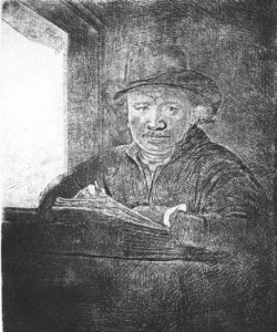 Rembrandt "Self Portrait, Drawing at a Window," 1648, fifth and final state.