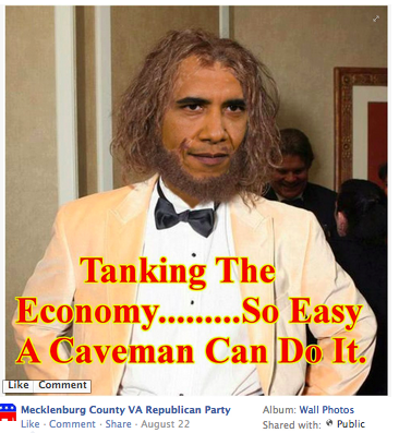 Obama as caveman, caricature