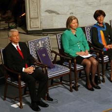 Empty chair at Nobel Peace Prize ceremony, 12-10-10. Photo by  Wang Nan for Voice of America.