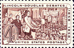 US Postage, 1958 issue, commemorating the Lincoln and Douglas debates.