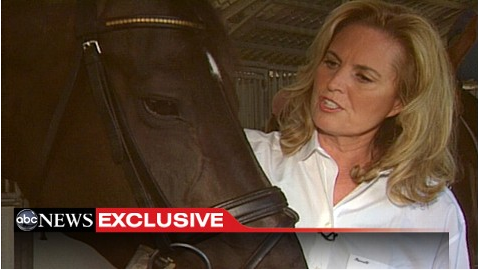 Ann Romney with her dressage horse Rafalca, ABC News, screenshot.