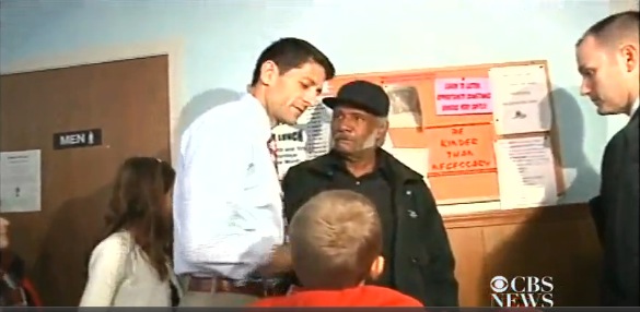 Paul Ryan, soup kitchen photo-op, 10-13-12, screenshot.