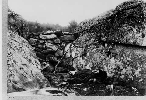 Alexander Gardner, "Home of a Rebel Sharpshooter," Gettysburg, 1863.