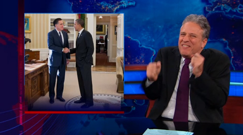 Jon_Stewart, The Daily Show, Obama-Romney lunch, 11-3-12, screenshot.