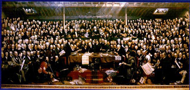 David Octavius Hill, "The First General Assembly of the Free Church of Scotland, Edinburgh, May 1843," oil painting, 1866.