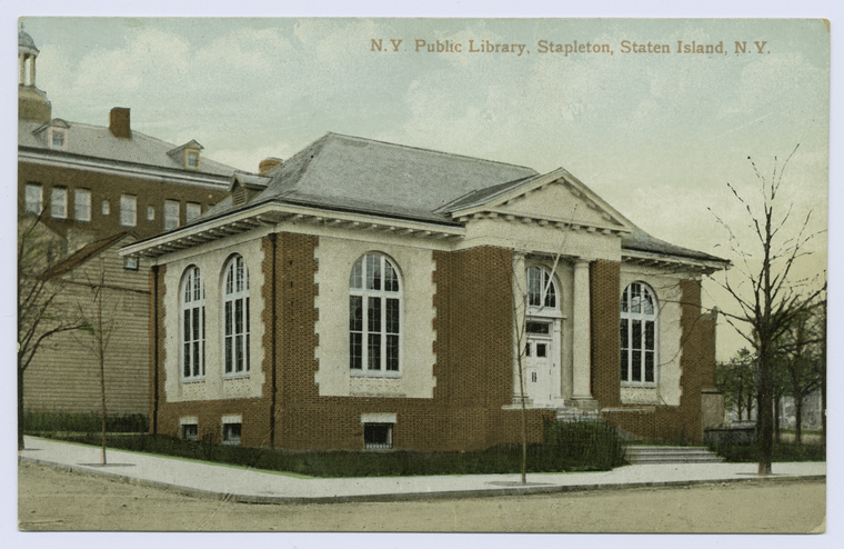 N.Y. Public Library, Stapleton, Staten Island, N.Y., postcard, n.d.