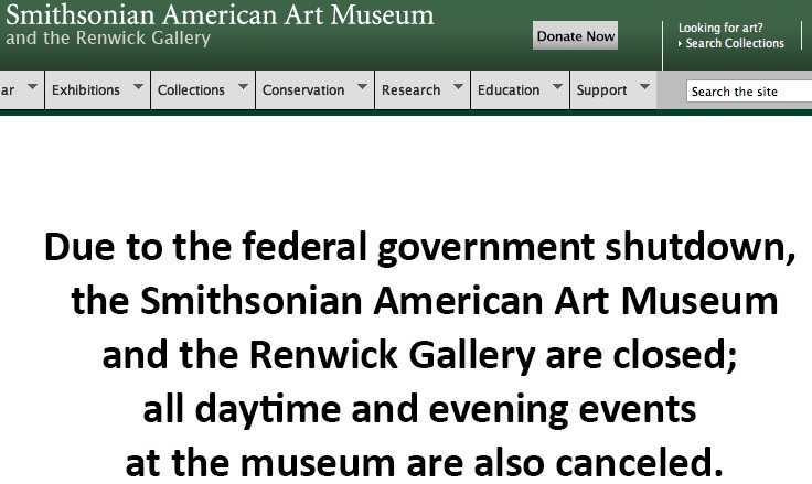 Smithsonian American Art Museum website, screenshot, 10-5-13.