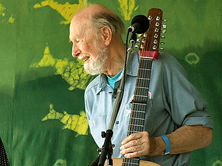 Pete Seeger at age 88, at the Clearwater Festival , June 16, 2007. Photograph by Anthony Pepitone, courtesy Creative Commons.