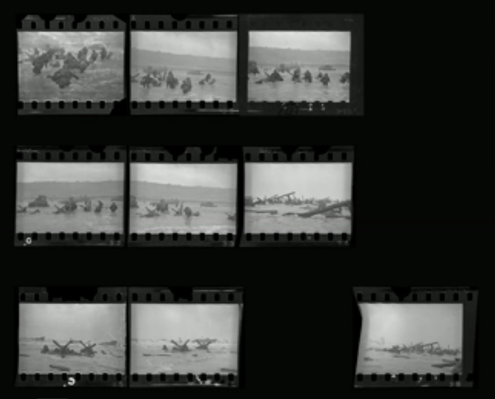 Robert Capa, D-Day frames from 6 June 1944. Courtesy Wikimedia Commons.