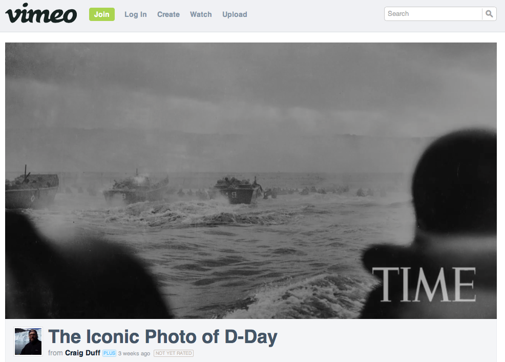 Craig Duff, 2009 TIME video "The Iconic Photo of D-Day," screenshot.
