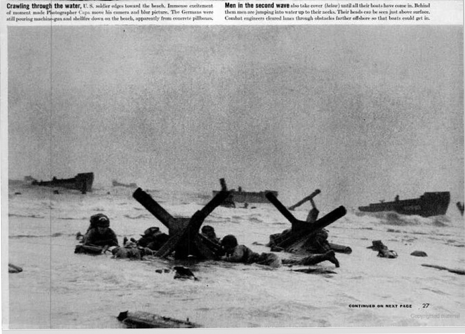 Robert Capa, detail from "Beachheads of Normandy," LIFE magazine, June 19, 1944, p. 27.