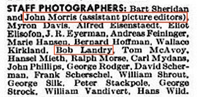 LIFE masthead, John Morris and Bob Landry, June 19, 1944