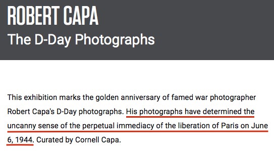 "Robert Capa: The D-Day Photographs," 1994 exhibition, ICP website screenshot