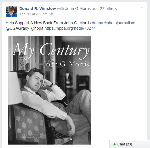 Donald Winslow calls for donations to John Morris, Facebook, 4-12-16