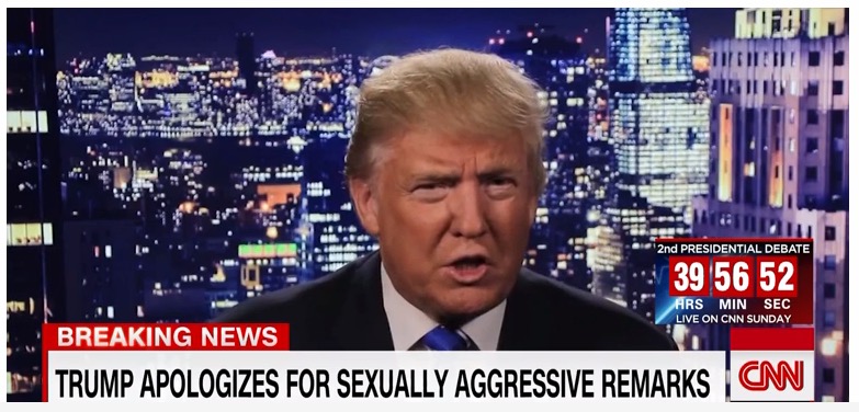 Donald Trump apologizes for sexist remarks, CNN, 10-8-16, screenshot