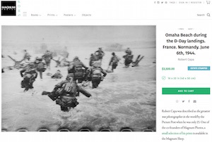 Magnum Photos online shop, Robert Capa D-Day print, screenshot