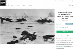 Magnum Photos online shop, Robert Capa D-Day print, screenshot