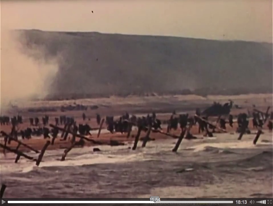 "At the Beaches of Normandy" (1944), U.S. Coast Guard film, screenshot (a)