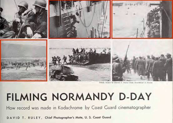 Fig. 8: Cinematographer David T. Ruley, illustrations for first-person account of D-Day experiences, Movie Makers magazine, 6/1/45