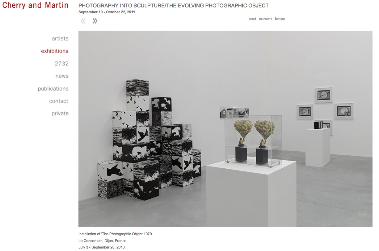 Cherry and Martin Gallery website, Photography into Sculpture (2011 restaging), screenshot