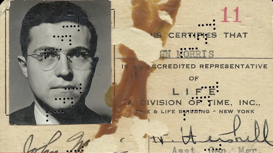 John Morris, LIFE press credential, ca. 1944