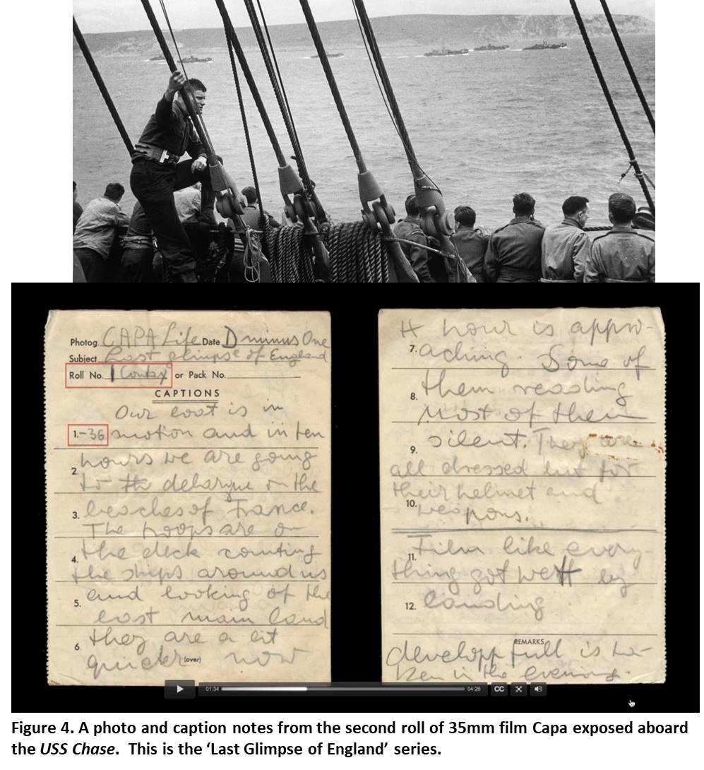Robert Capa, Last Glimpse of England and caption notes, June 4-5, 1944