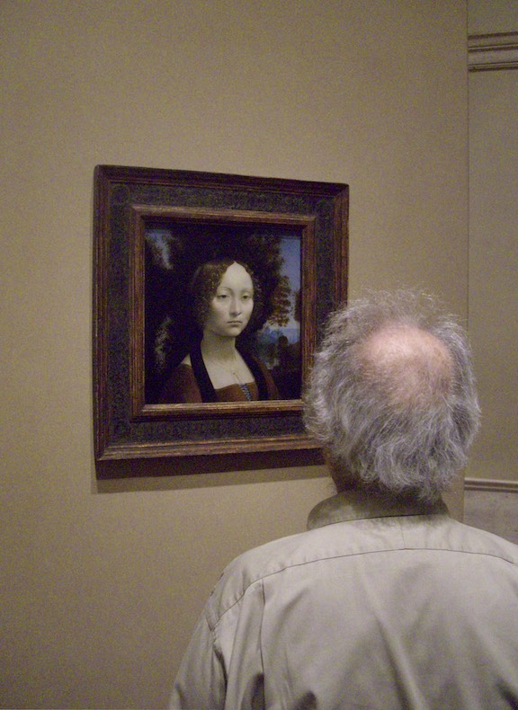 Robert Frank contemplating Da Vinci portrait, National Gallery of Art, Washington, DC, March 24, 2009. Photo © 2019 by Clark Winter