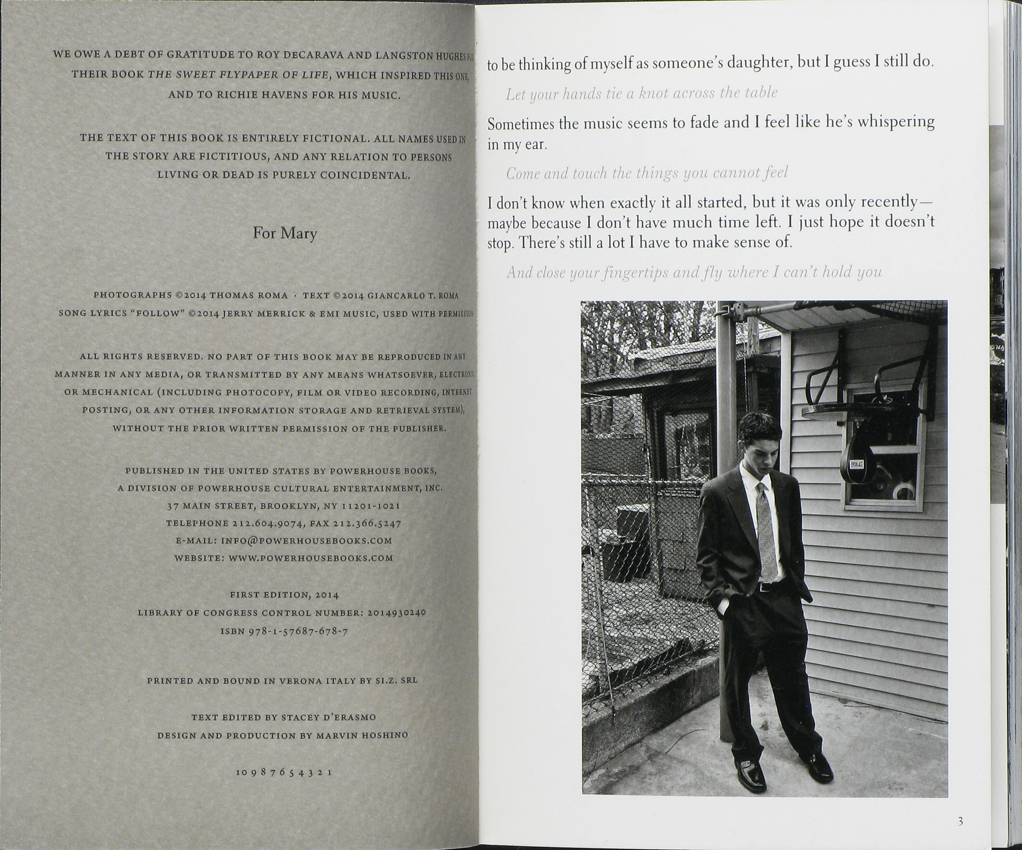 Thomas Roma and Giancarlo Roma, Waters of Our Time (2014), inside frontcover