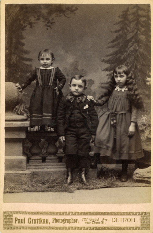 Paul Grottkau, studio portrait of three children, Detroit, ca. 1890