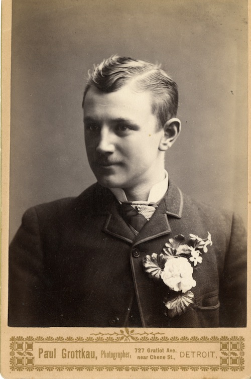 Paul Grottkau, studio portrait of young man, Detroit, ca. 1890