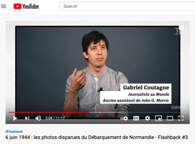 Gabriel Coutagne, Le Monde video about Capa D-Day photos, 6-6-21, screenshot