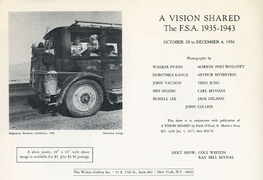 Witkin Gallery, A Vision Shared: FSA Photos, announcement card (1976)