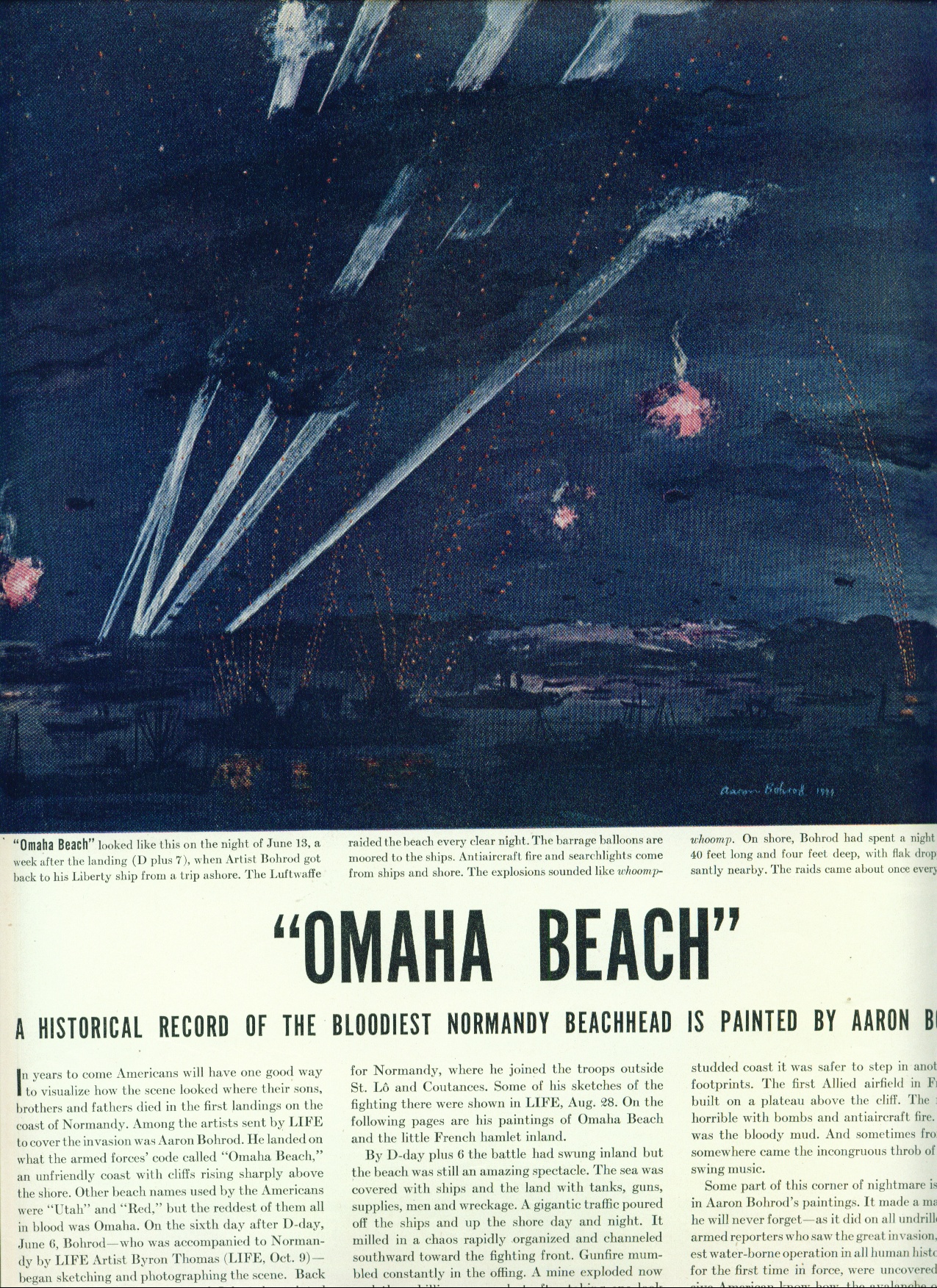 Aaron Bohrod, "Omaha Beach," LIFE, October 30, 1944
