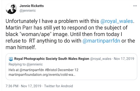 Jennie Ricketts, Martin Parr tweet, 11-17-19