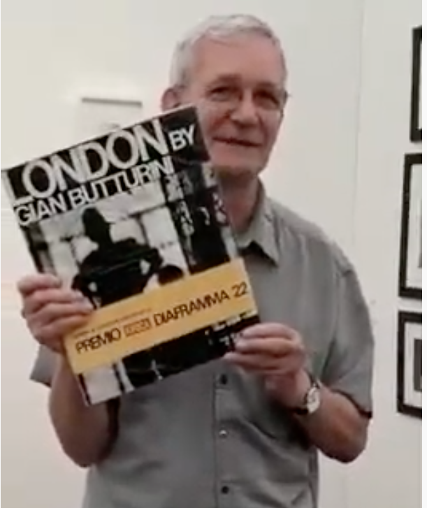 Martin Parr at PhotoLondon 2018 with original LONDON, still from video by Butturini Estate