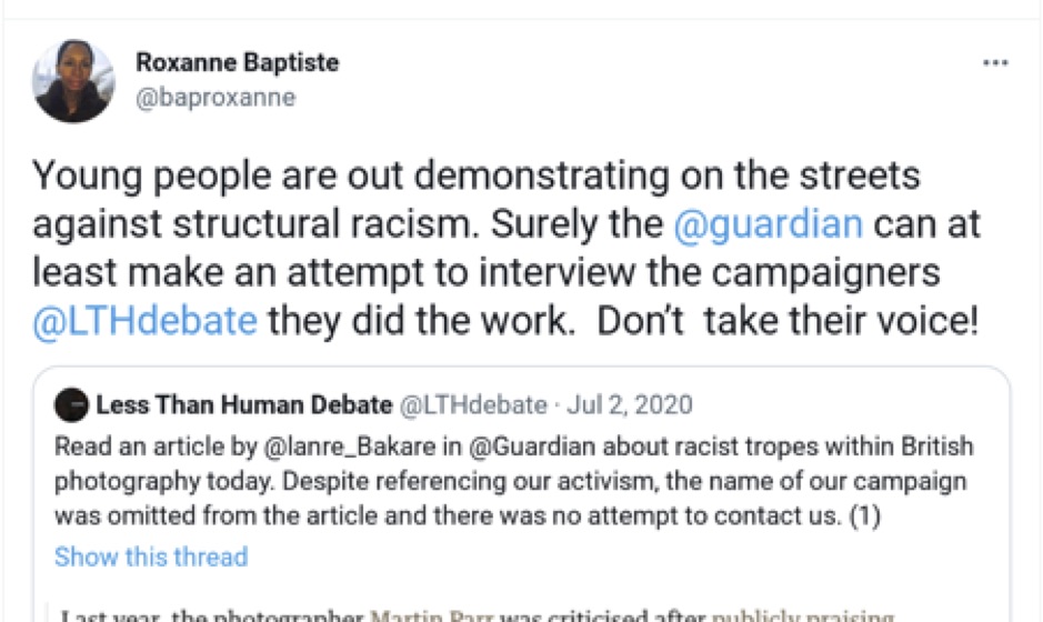 Roxanne Baptiste, Butturini tweet, 7-2-20