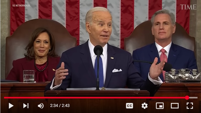 Pres. Joe Biden, SOTU, consensus on Social Security, and Medicare, 2-7-23, screenshot