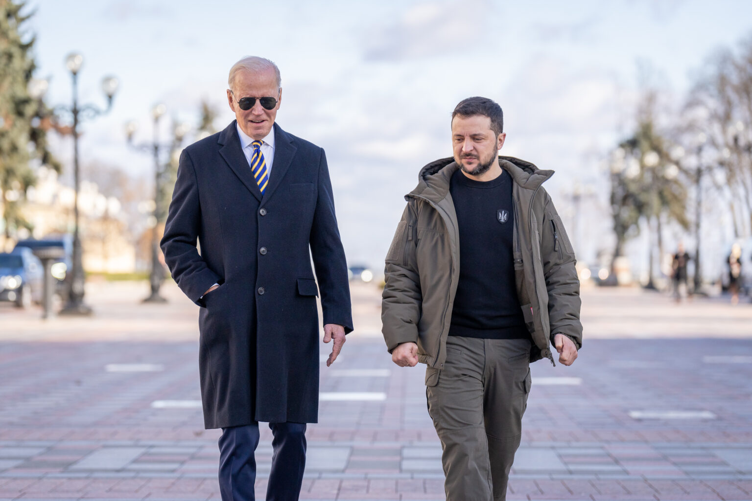 U.S. Pres. Joe Biden and Ukraine Pres. Volodymyr Zelenskyy, Kiev, 2/21/23. Official White House photo.