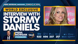 Stormy Daniels, Piers Morgan interview, TalkTV, 4-7-23, screenshot