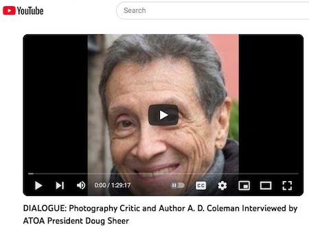 A. D. Coleman and Douglas Sheer, Artists Talk On Art, YouTube, 11-20-23, screenshot