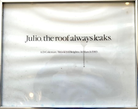 The roof always leaks. Graphic by Julio Mitchel, 1983.