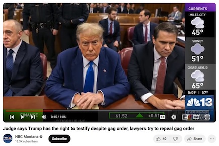 Donald Trump, NYC criminal trial, May 2024, screenshot