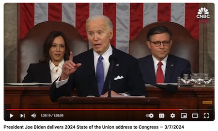 Pres. Joseph Biden, State Of The Union address, 3-7-24, screenshot