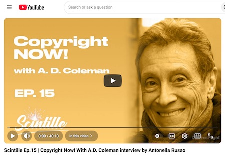 A. D. Coleman, Scintille interview (2026), screenshot
